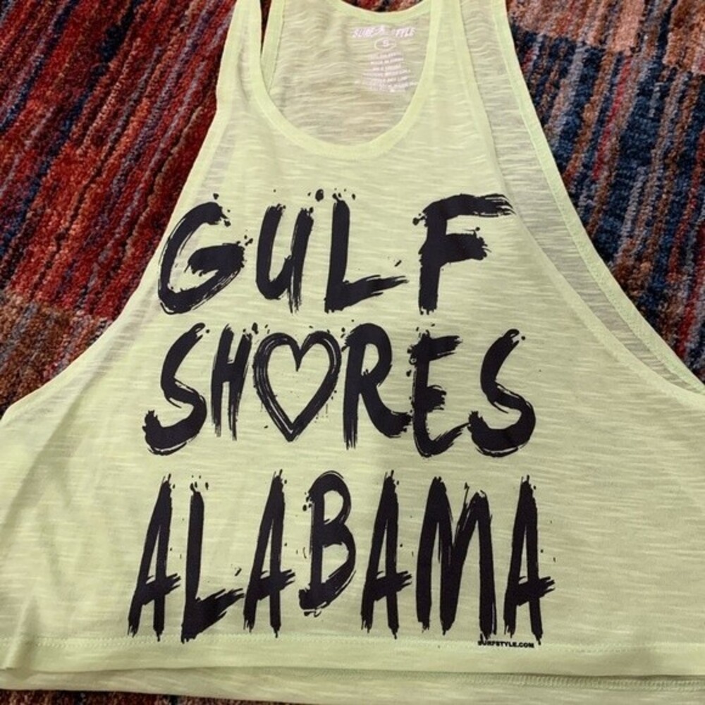 Gulf Shores Alabama muscle tank neon yellow size small.